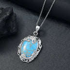 Tucson Find- Blue Turquoise Pendant with Chain (Size 20) 32.61 Ct.