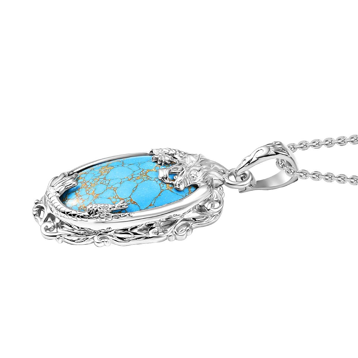Tucson Find- Blue Turquoise Pendant with Chain (Size 20) 32.61 Ct. 4356615 4