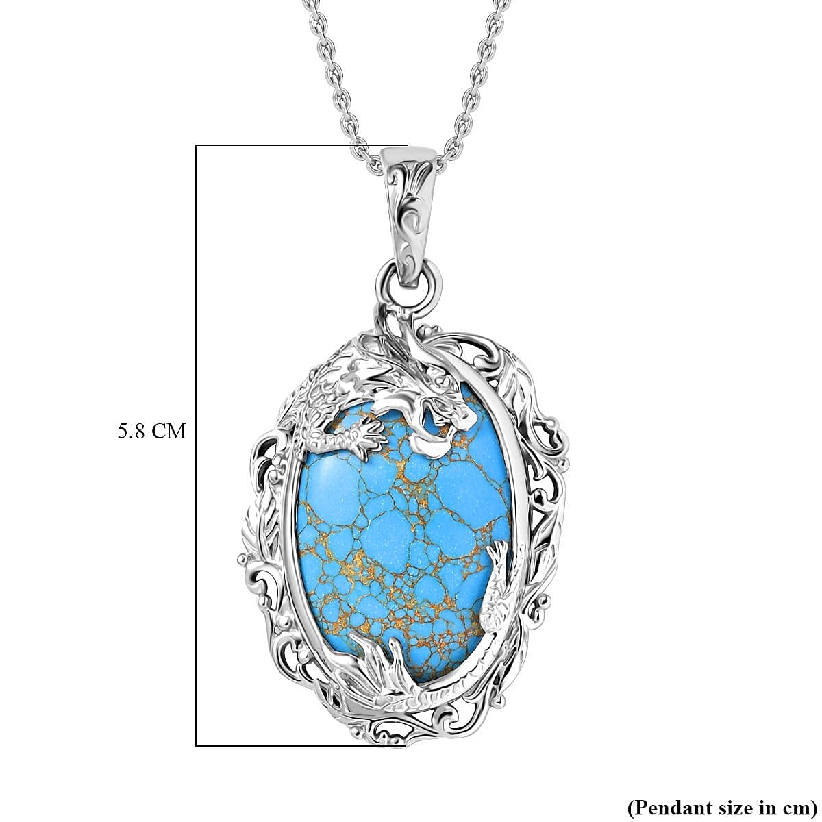 Tucson Find- Blue Turquoise Pendant with Chain (Size 20) 32.61 Ct. 4356615 6