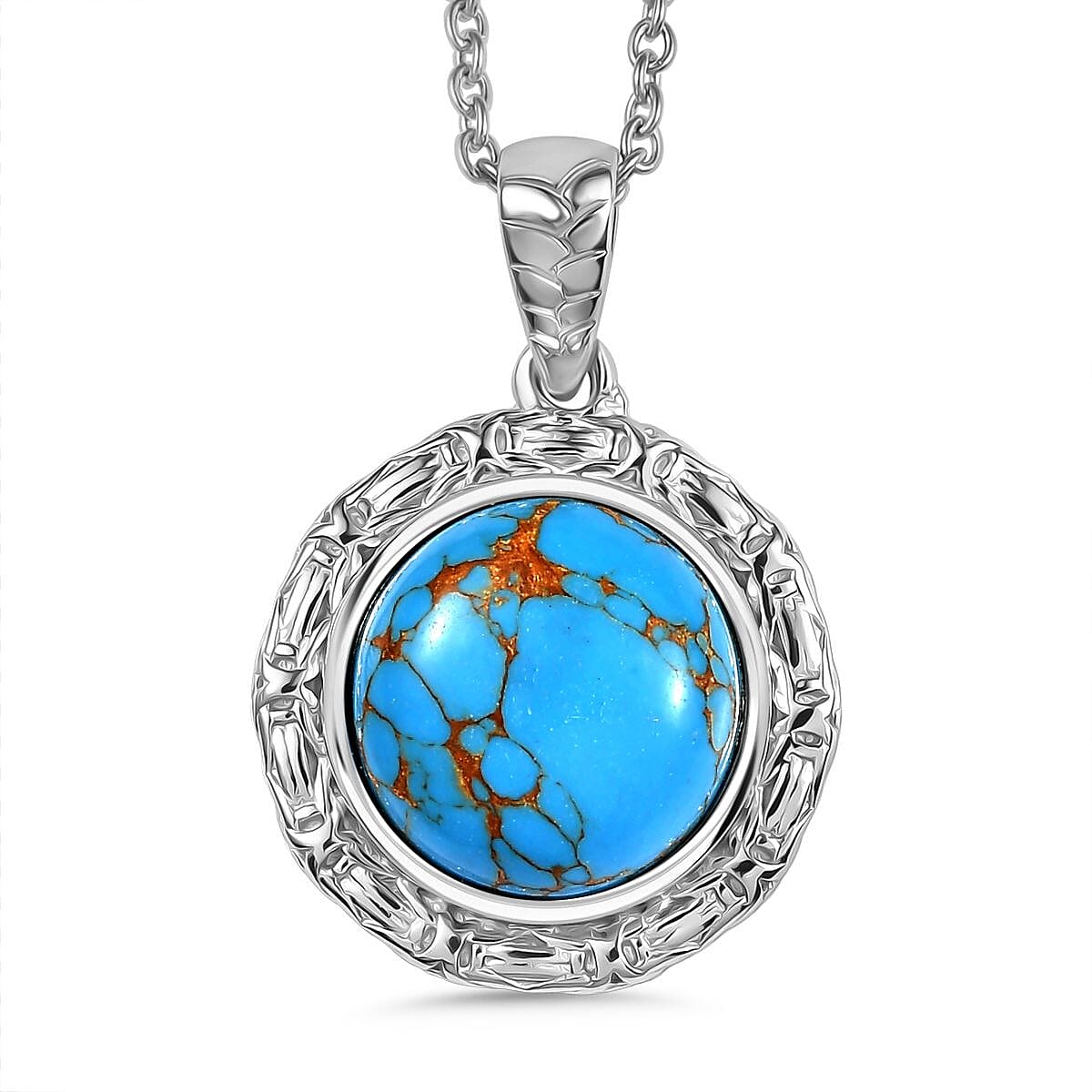 Tucson Find- Blue Turquoise Pendant with Chain (Size 20) 5.84 Ct. 4359584 0