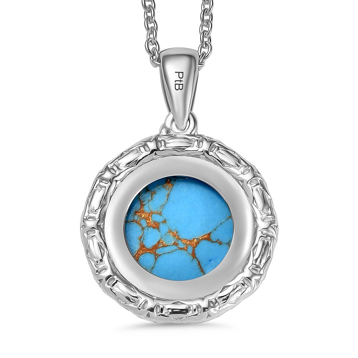 Tucson Find- Blue Turquoise Pendant with Chain (Size 20) 5.84 Ct. 4359584 5