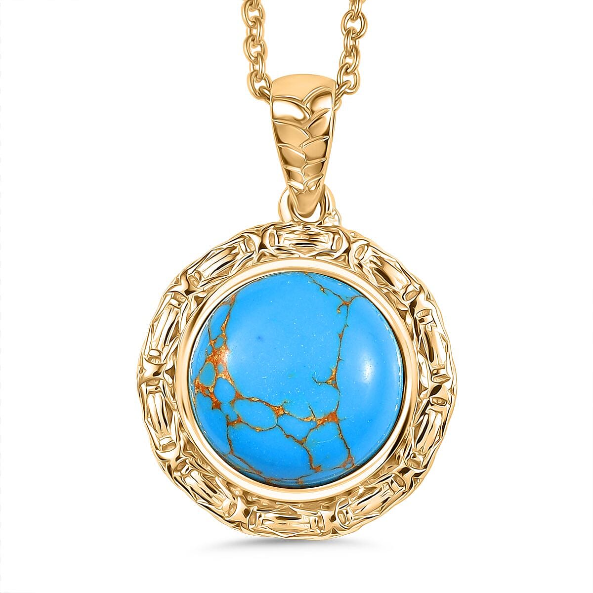 Tucson Find- Blue Turquoise Pendant with Chain (Size 20) 5.84 Ct. 4359585 0