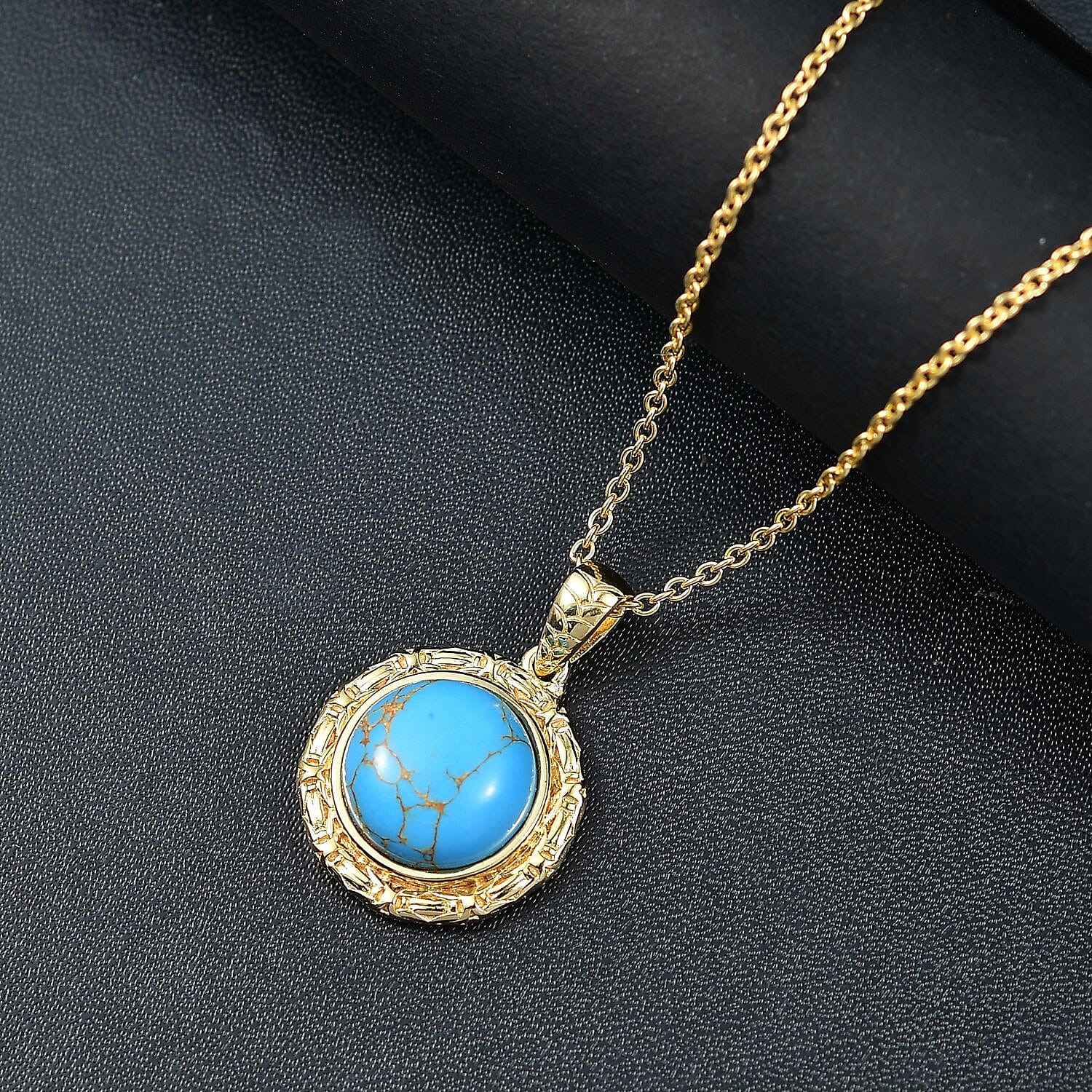 Tucson Find- Blue Turquoise Pendant with Chain (Size 20) 5.84 Ct. 4359585 2