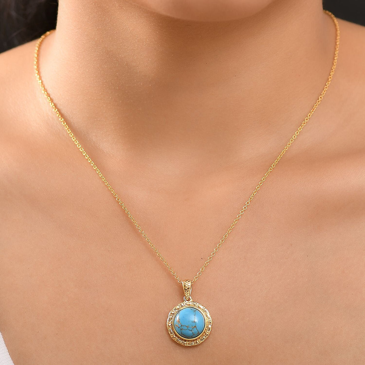 Tucson Find- Blue Turquoise Pendant with Chain (Size 20) 5.84 Ct. 4359585 3