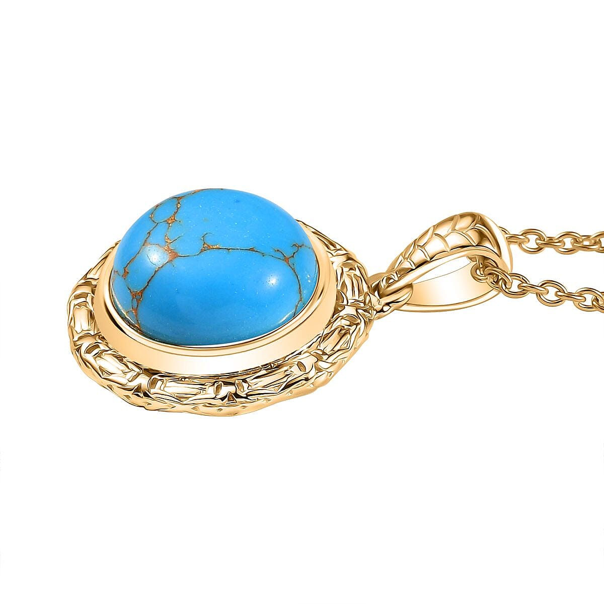 Tucson Find- Blue Turquoise Pendant with Chain (Size 20) 5.84 Ct. 4359585 4