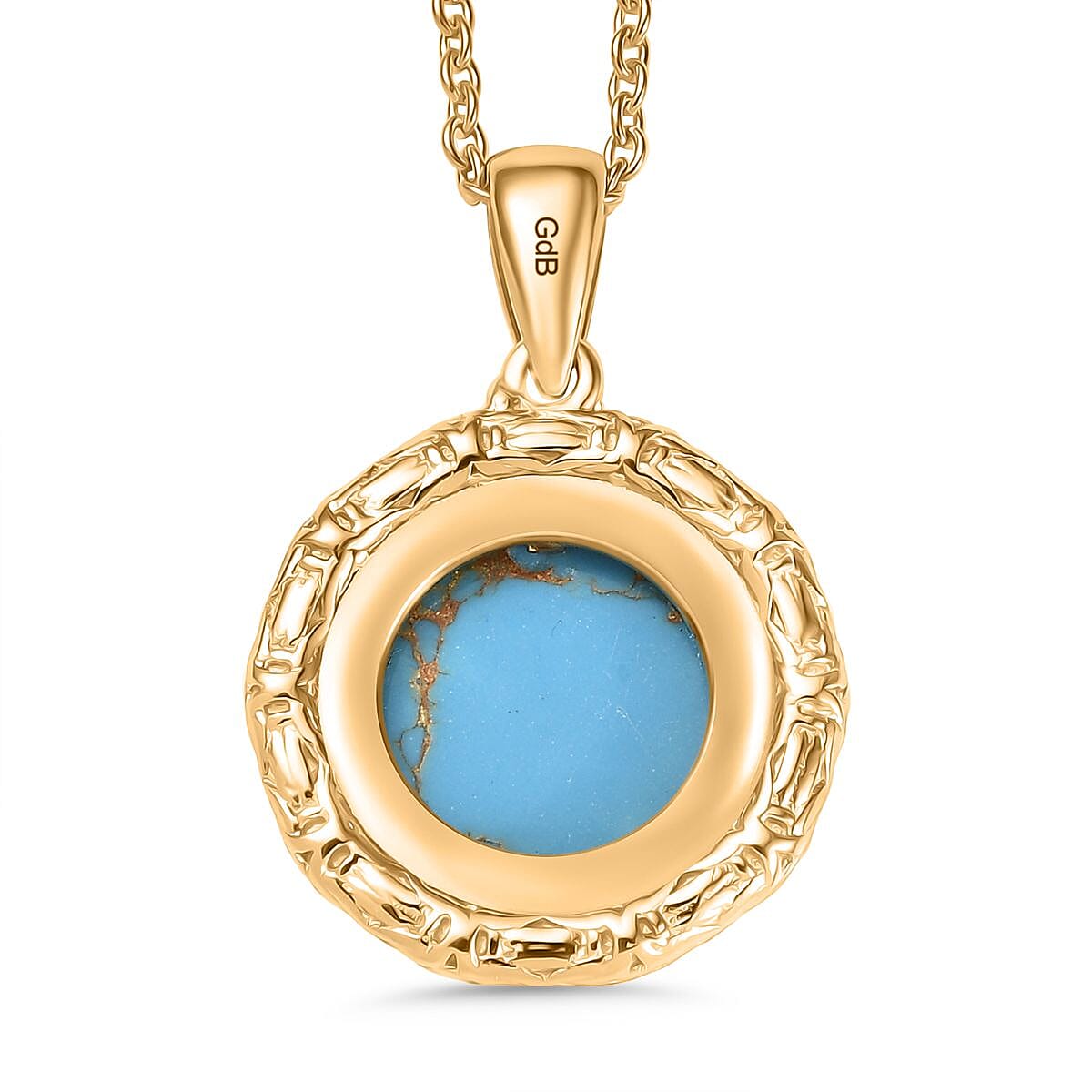 Tucson Find- Blue Turquoise Pendant with Chain (Size 20) 5.84 Ct. 4359585 5