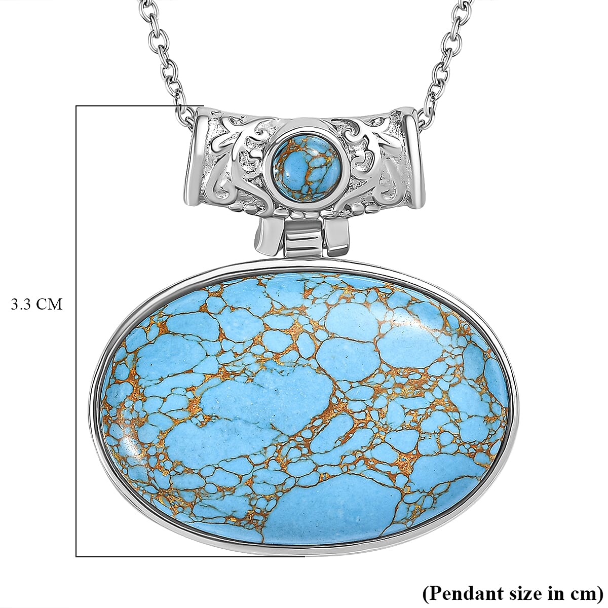 Blue Turquoise Pendant &amp; Chain with Magnetic Clasp (Size 20) 4315514 13