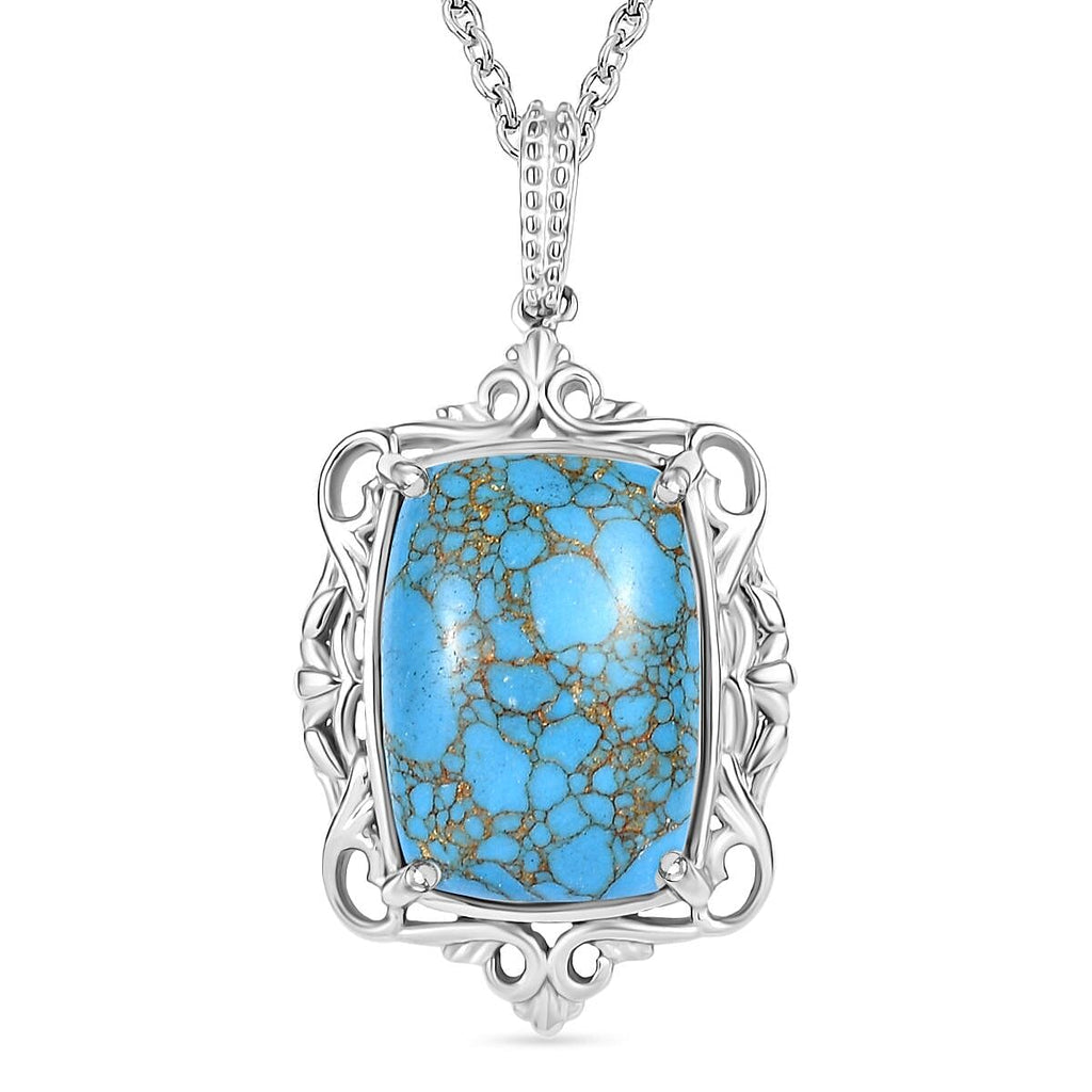 Blue Turquoise Vintage Style Pendant with Chain (Size 20) 14.60  Ct.