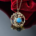 Tucson Find - Blue Turquoise Leaf Pendant with Chain (Size 20) in Yellow Gold Plated 3.57 Ct.