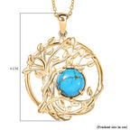 Tucson Find - Blue Turquoise Leaf Pendant with Chain (Size 20) in Yellow Gold Plated 3.57 Ct.
