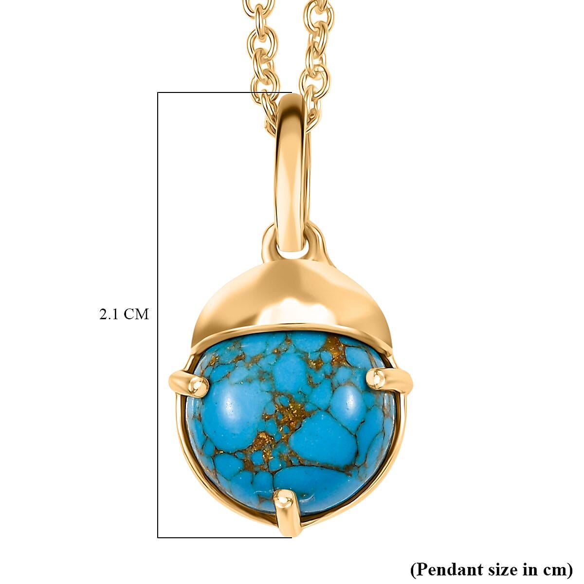Blue Turquoise Pendant with Chain (Size 20) in 14K Yellow Gold Plating Sterling Silver 3.90 Ct. 4398543 6