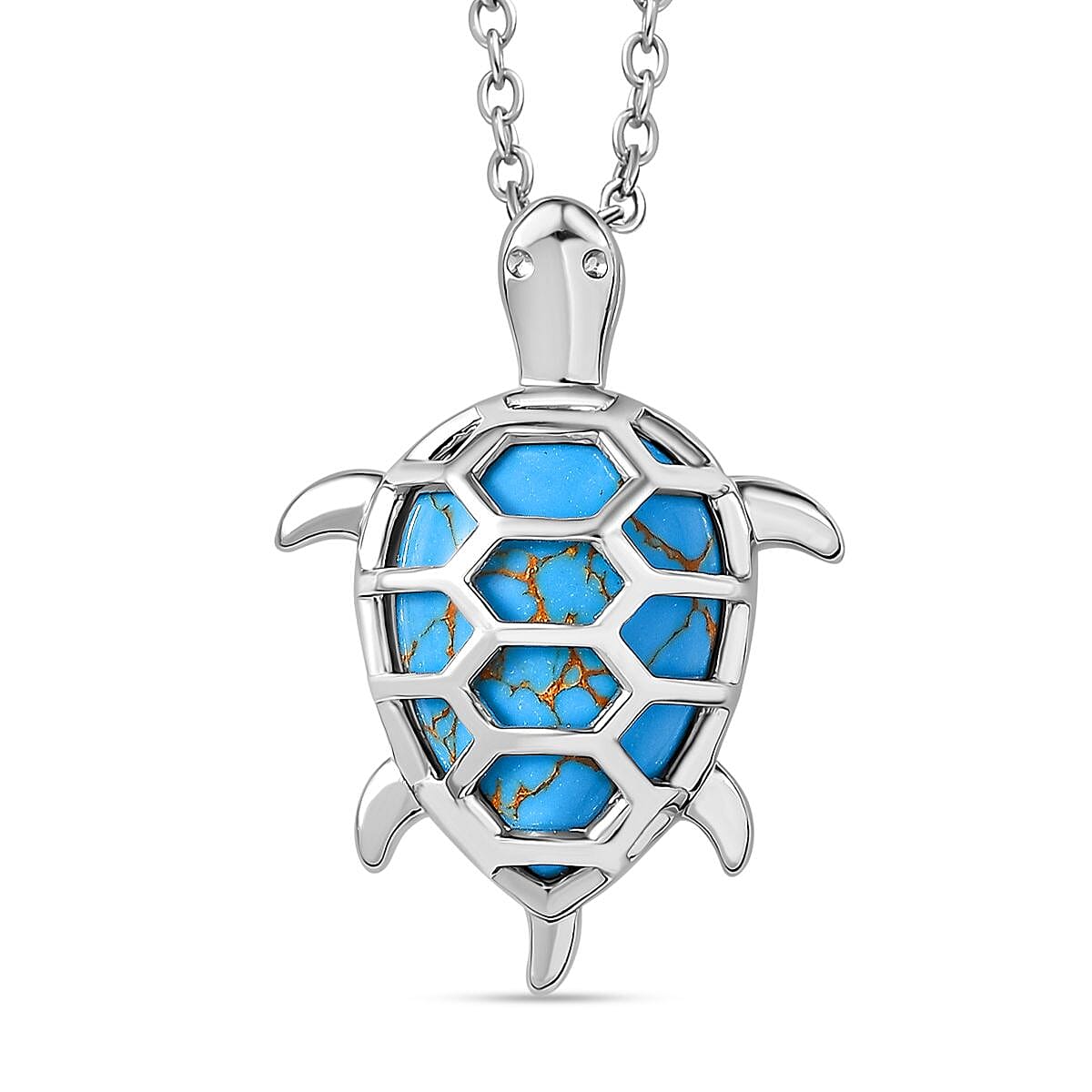 Tucson Find- Blue Turquoise Pendant with Chain (Size 20) 5.19 Ct. 4359804 0
