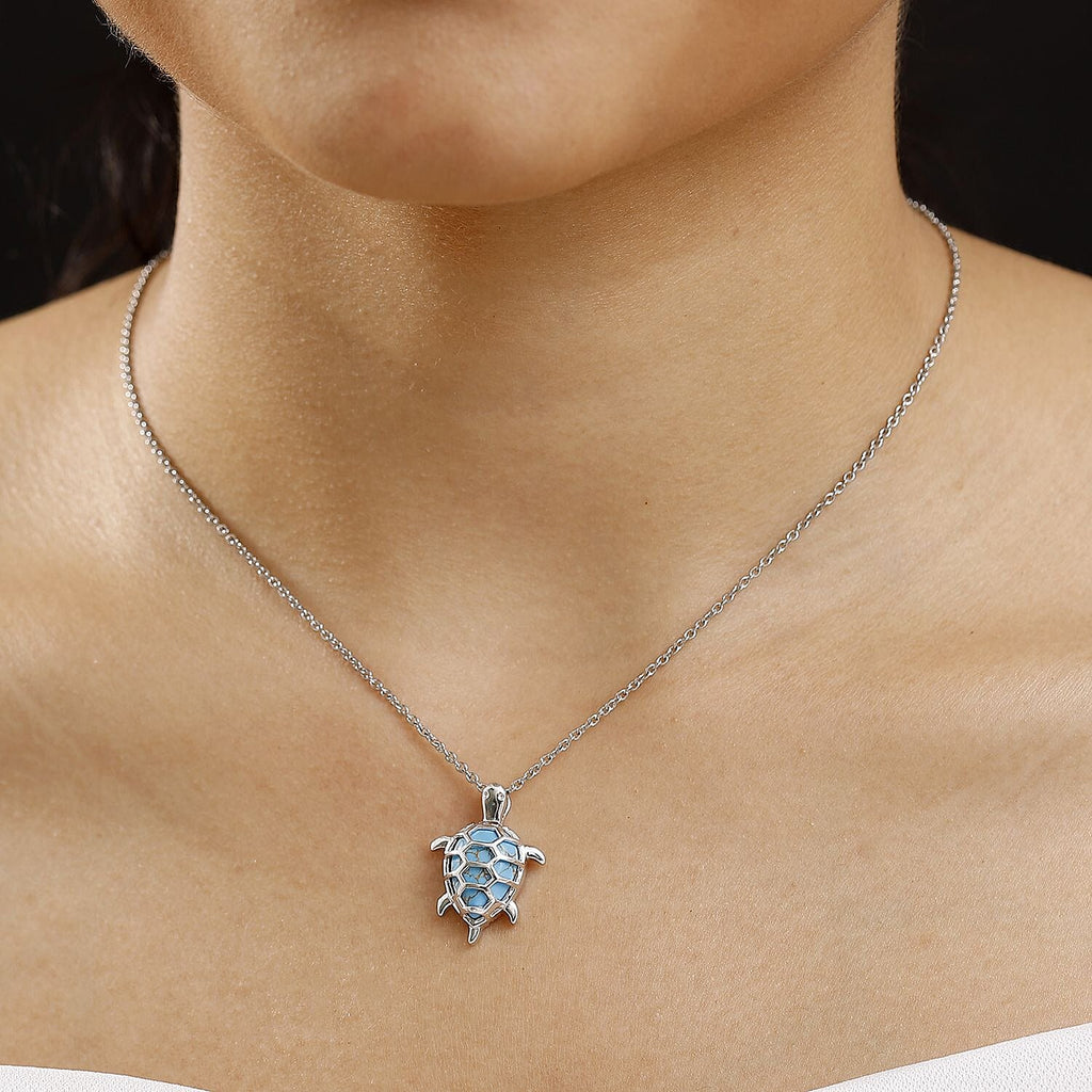 Tucson Find- Blue Turquoise Pendant with Chain (Size 20) 5.19 Ct.