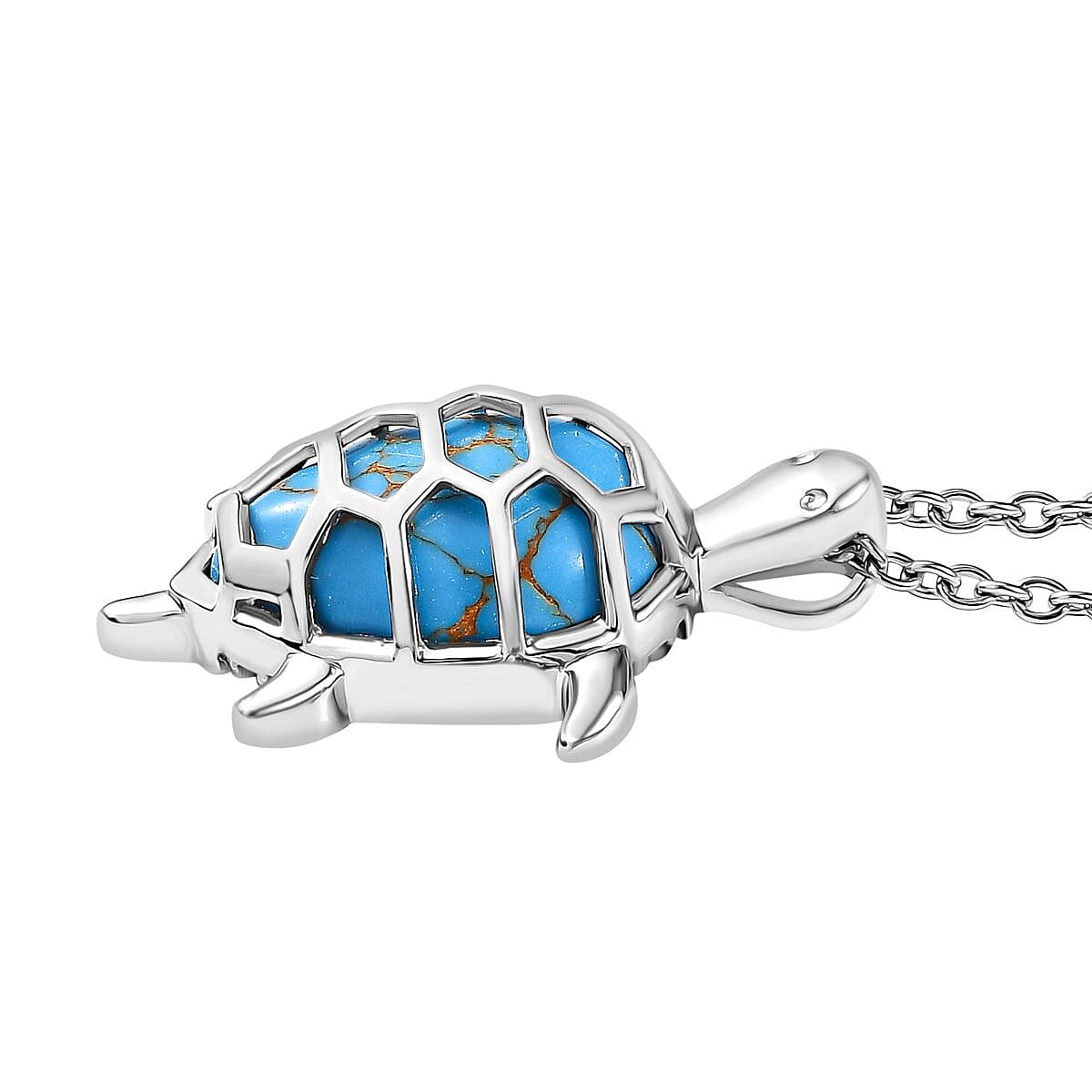 Tucson Find- Blue Turquoise Pendant with Chain (Size 20) 5.19 Ct. 4359804 4