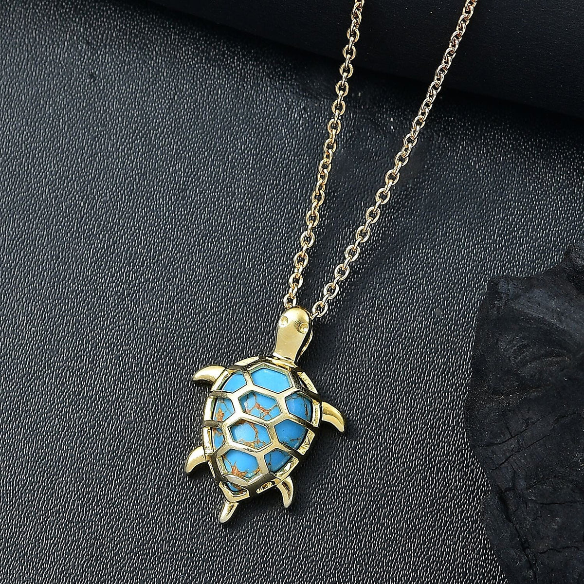 Tucson Find- Blue Turquoise Pendant with Chain (Size 20) 5.19 Ct. 4359806 2