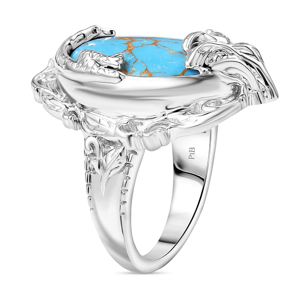 Blue Turquoise Solitaire Ring 13.39 Ct. V32638081 3
