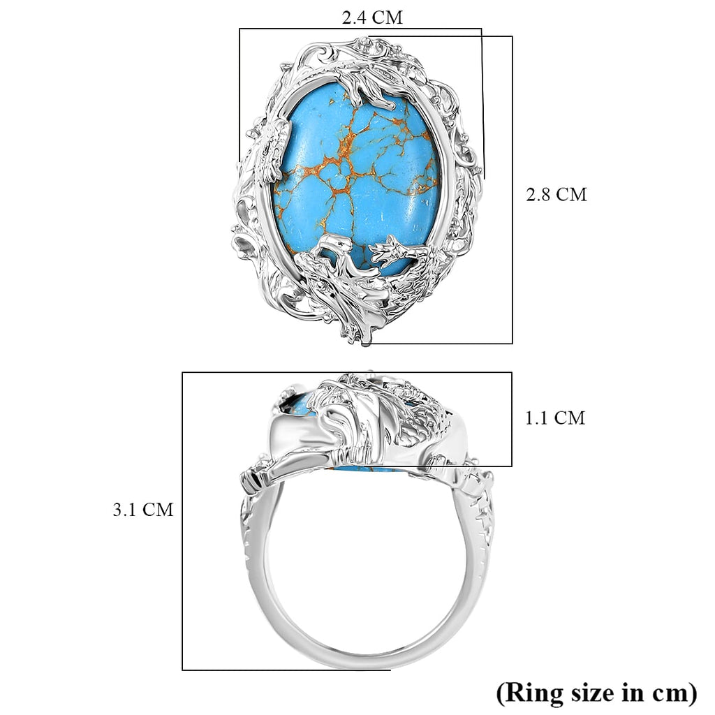 Blue Turquoise Solitaire Ring 13.39 Ct.