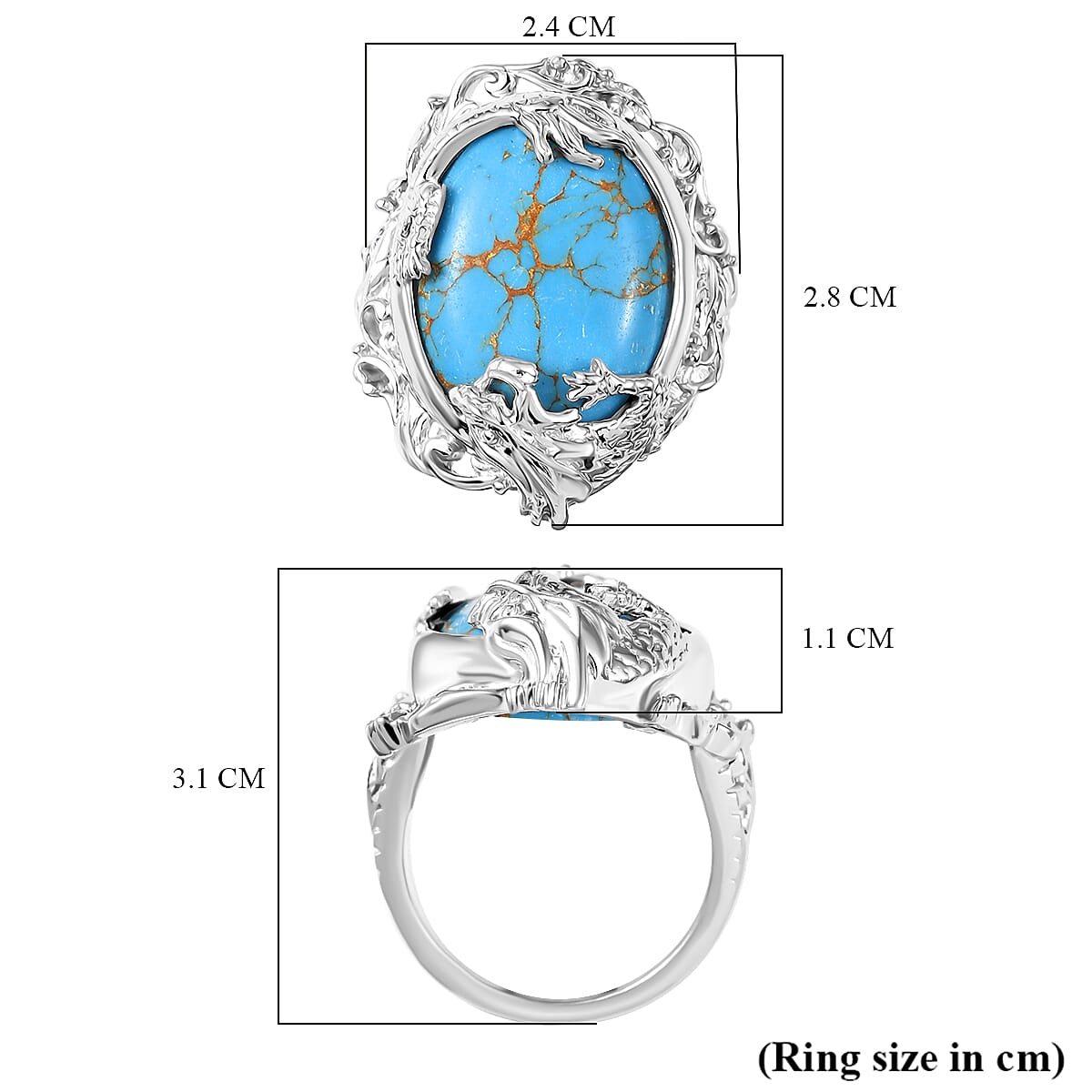Blue Turquoise Solitaire Ring 13.39 Ct. V32638081 5