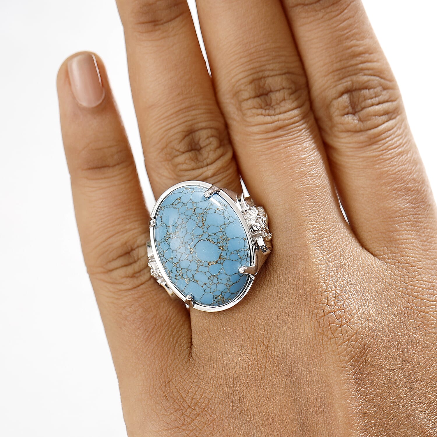 Blue Turquoise Solitaire Ring 20.57 Ct. 8037148 2