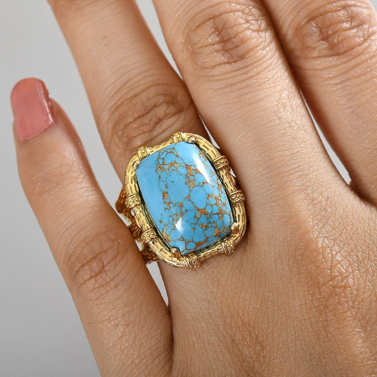 Tucson Find-Blue Turquoise Solitaire Ring 11.90 Ct. 8067608 3