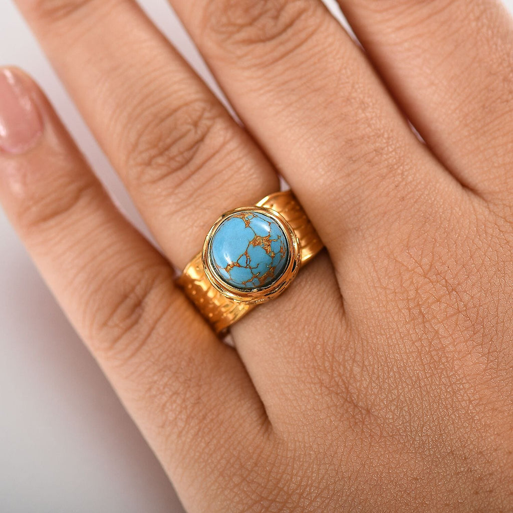 Tucson Find- Blue Turquoise Solitaire Ring 3.67 Ct.
