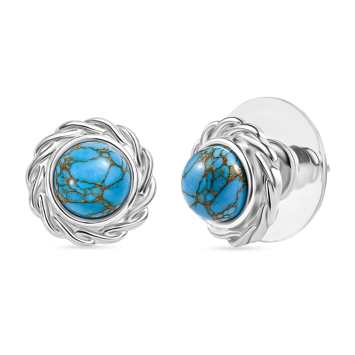 Tucson Find - Blue Turquoise Stud Push Back Earring 3.31 Ct. 8119818 0