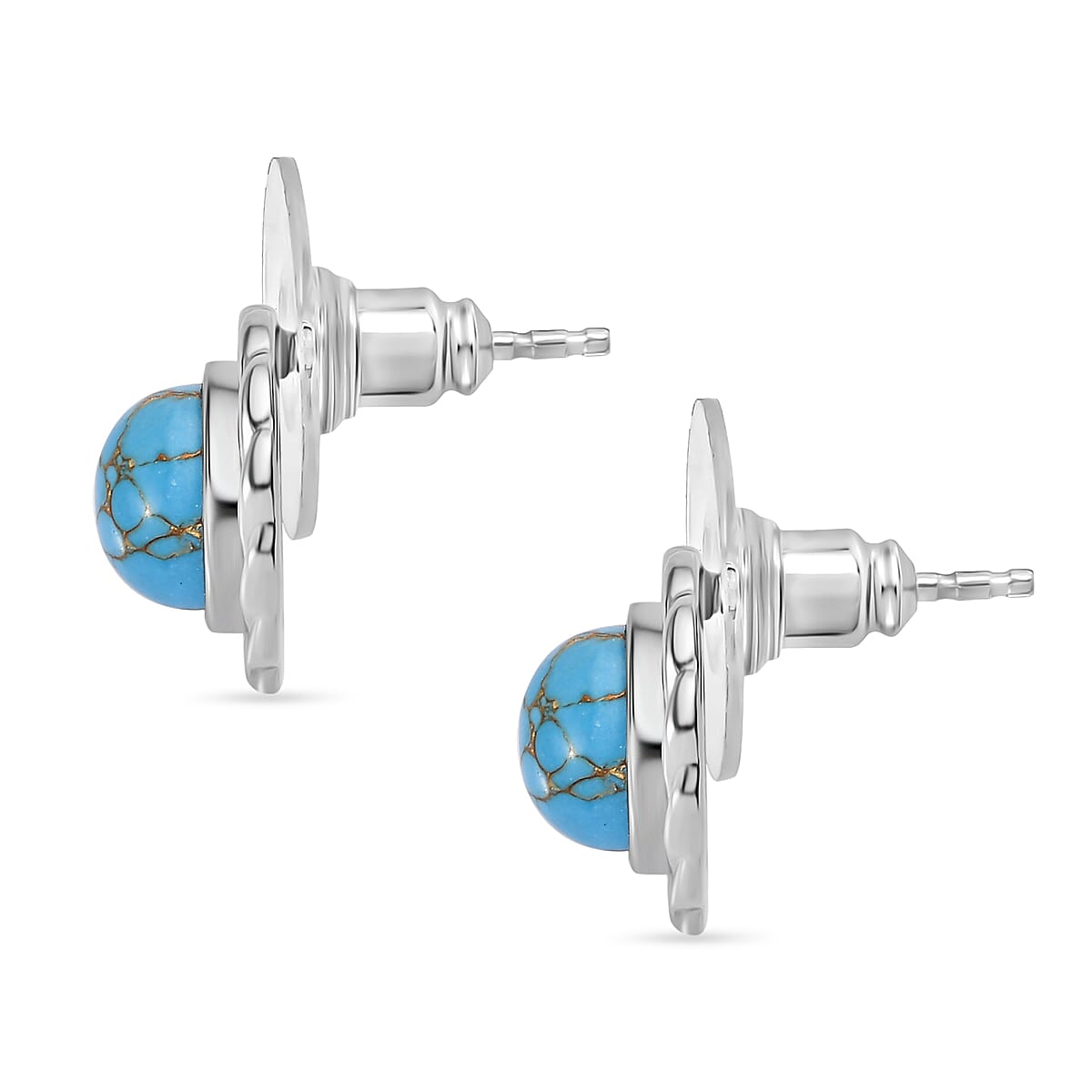 Tucson Find - Blue Turquoise Stud Push Back Earring 3.31 Ct. 8119818 4
