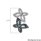 Blue & White Diamond Solitaire Stud Push Post Earring with Push Back in Rhodium Overlay Sterling Silver 0.50 Ct.