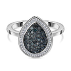 Blue and White Diamond Ring in Platinum Overlay Sterling Silver 0.51 Ct