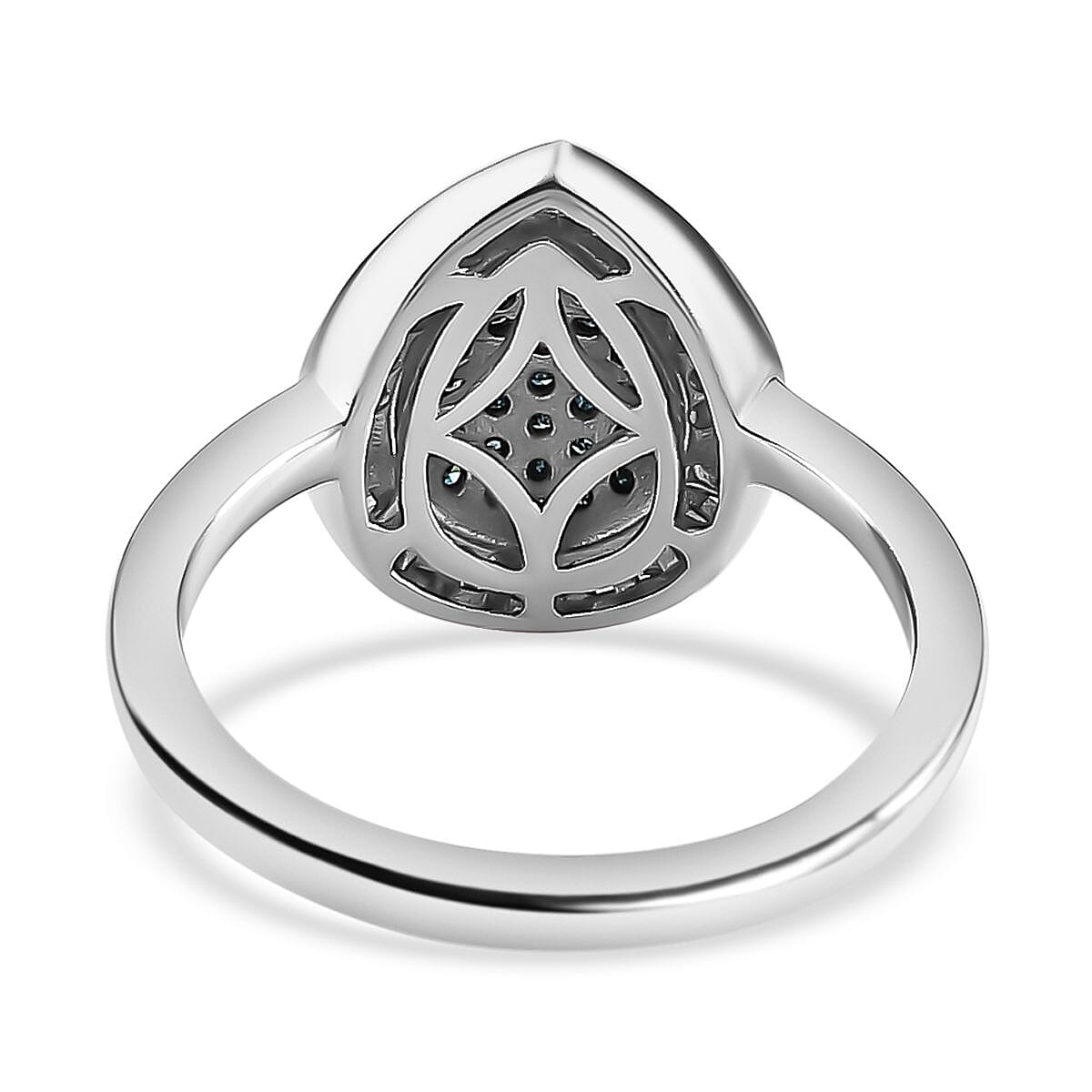 Blue and White Diamond Ring in Platinum Overlay Sterling Silver 0.51 Ct 7658076 5