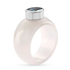 Blue Zircon, Jade Fancy Ring in Rhodium OverlaySterling Silver  37.200  Ct.