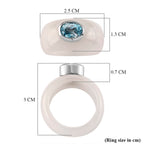 Blue Zircon, Jade Fancy Ring in Rhodium OverlaySterling Silver  37.200  Ct.