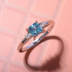 Blue Zircon & Moissanite Ring in Rhodium Overlay Sterling Silver 1.35 ct