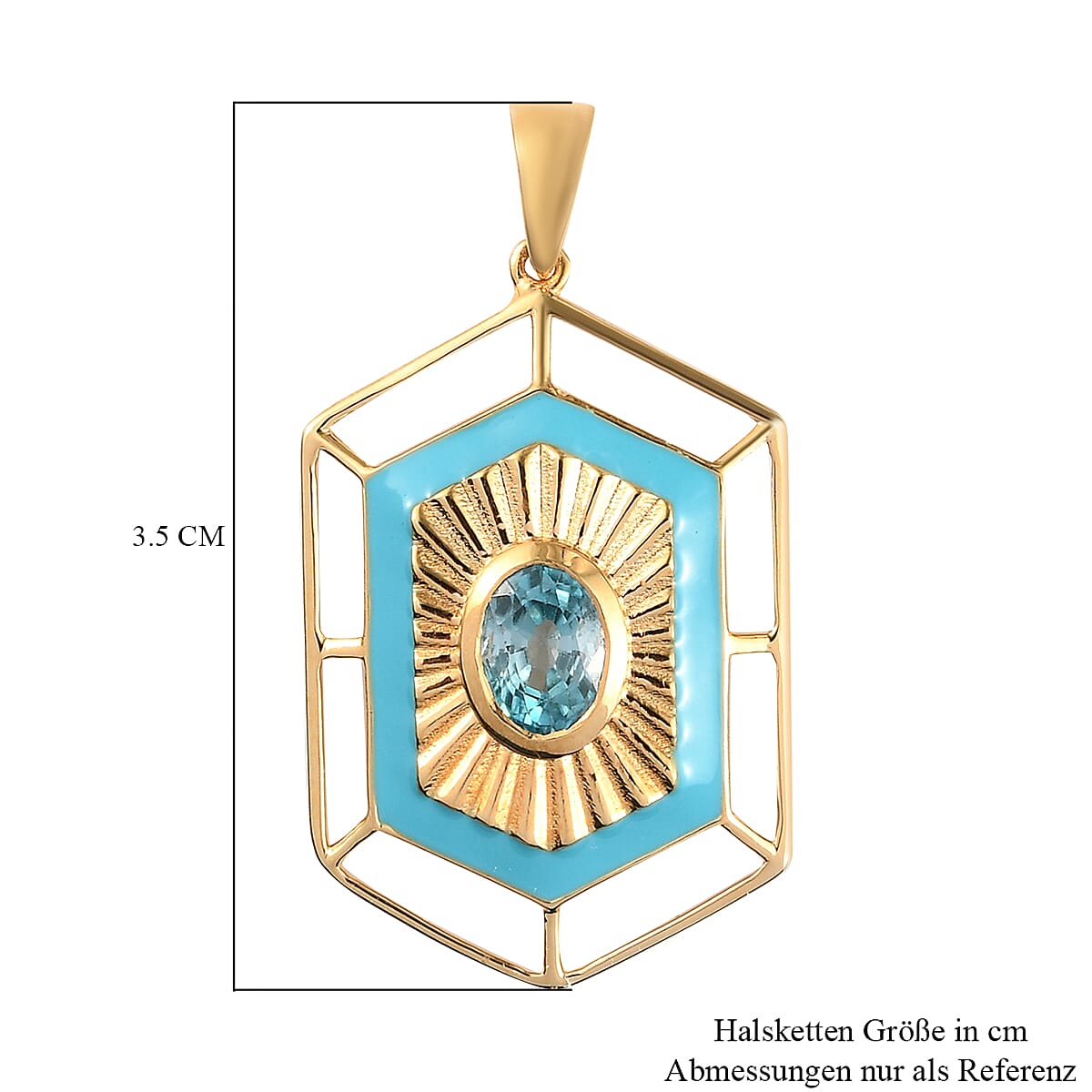 Blue Zircon Pendant in Vermeil Yellow Gold Plated Sterling Silver 1.36 Ct. 7833901 5