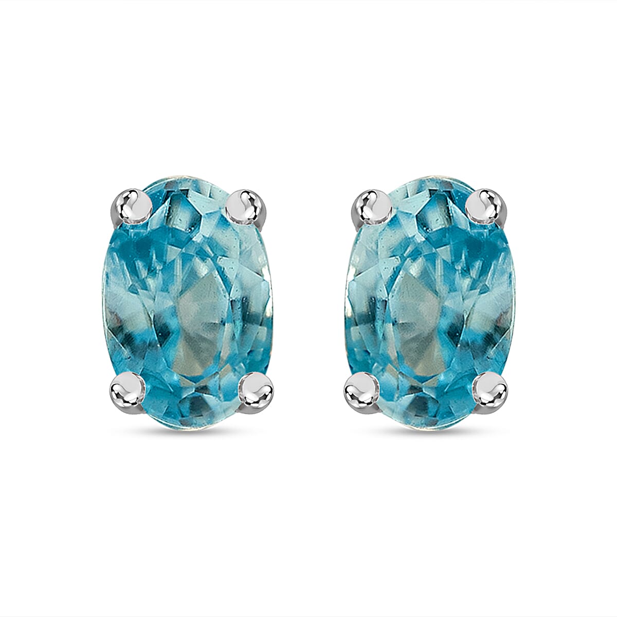 Blue Zircon Solitaire Stud Earrings in Sterling Silver 7796112 0
