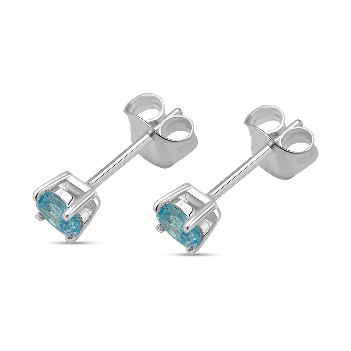Blue Zircon Solitaire Stud Earrings in Sterling Silver 7796112 2
