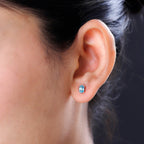 Blue Zircon Stud Earrings in Sterling Silver 1.51 Ct