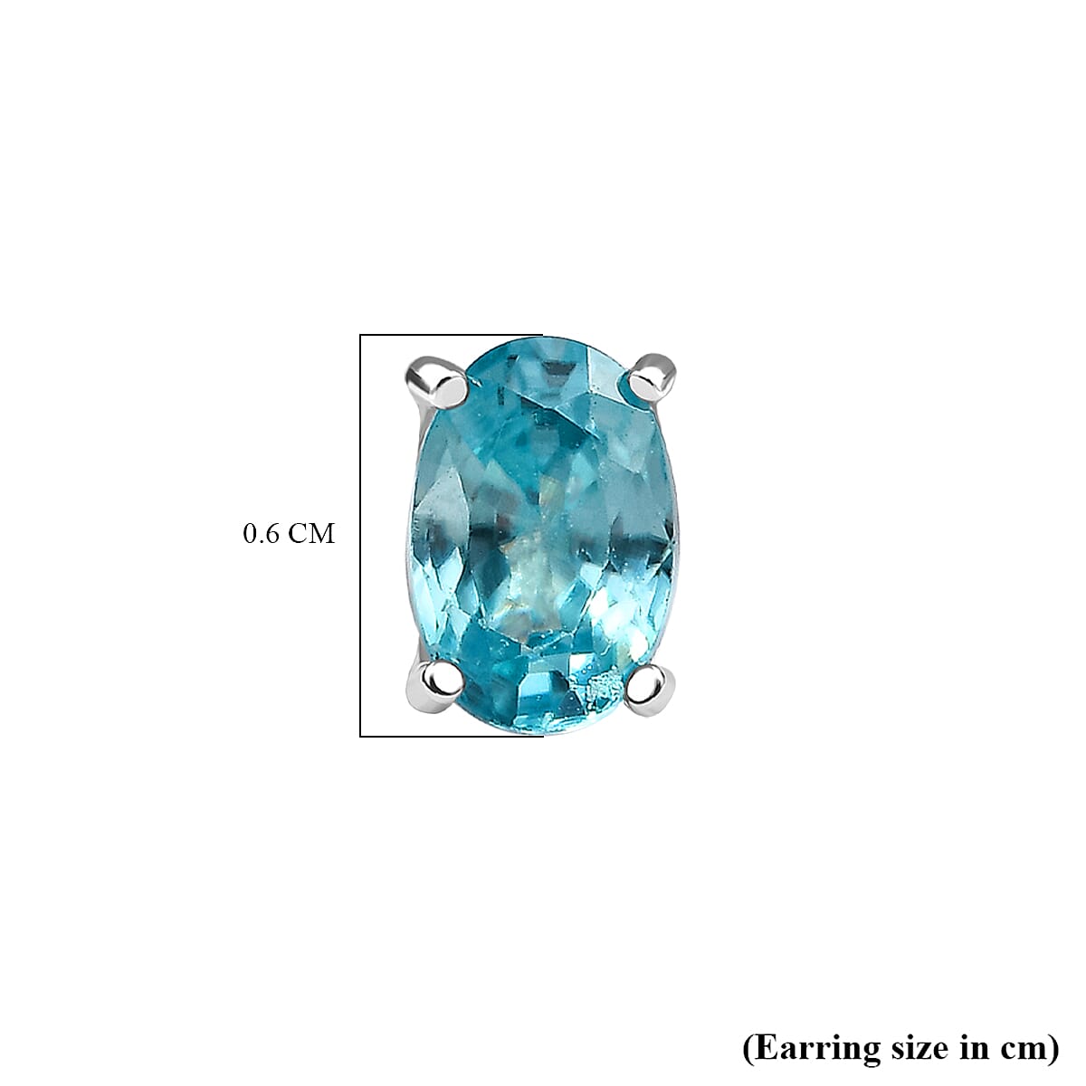 Blue Zircon Stud Earrings in Sterling Silver 1.51 Ct 7562481 4