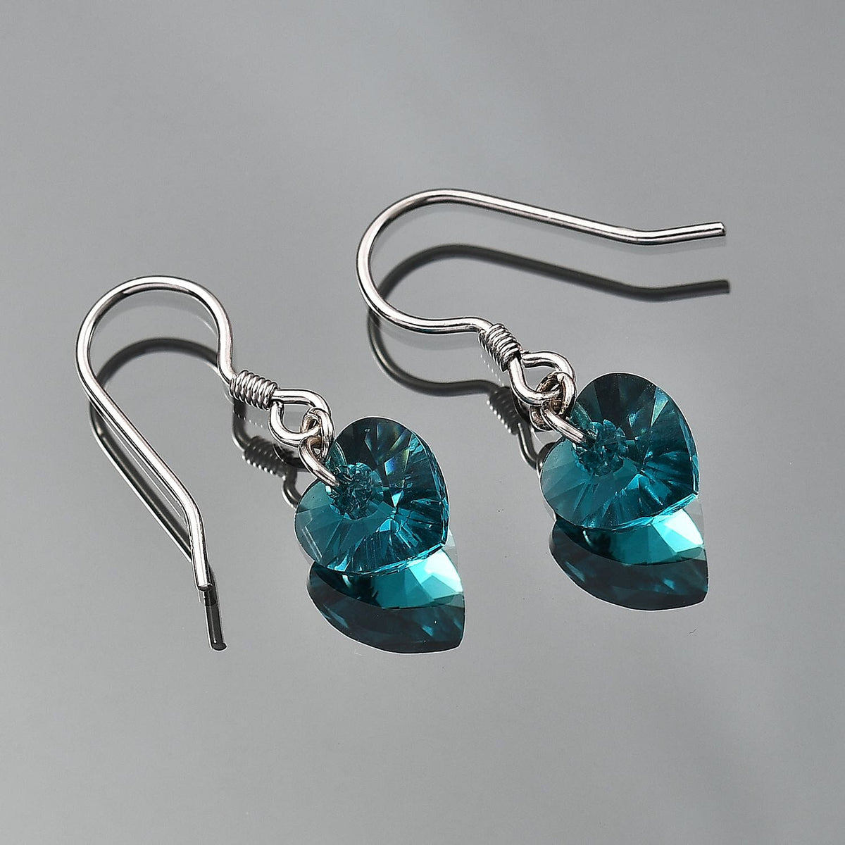 Blue Zircon Swarovski Crystal J Hoop Earring in Rhodium Overlay Sterling Silver 5.12 Ct. V32717293 2