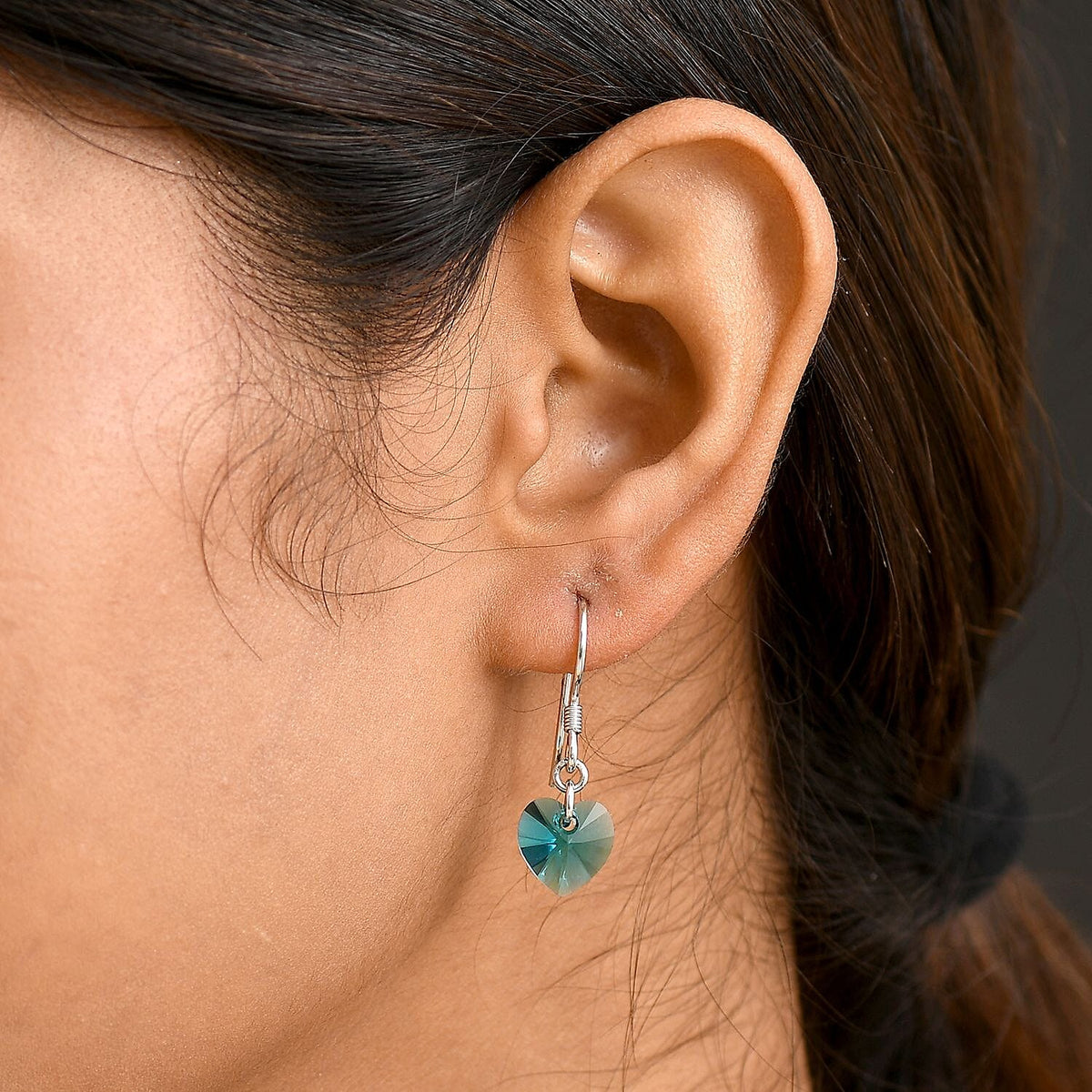 Blue Zircon Swarovski Crystal J Hoop Earring in Rhodium Overlay Sterling Silver 5.12 Ct. V32717293 3