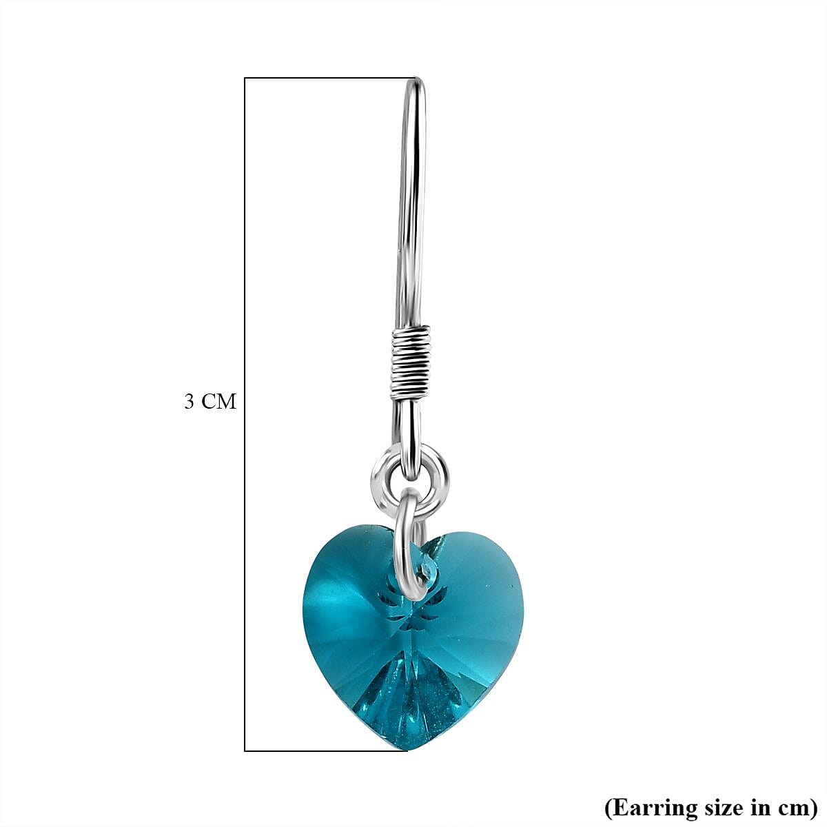 Blue Zircon Swarovski Crystal J Hoop Earring in Rhodium Overlay Sterling Silver 5.12 Ct. V32717293 6