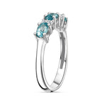 Blue & White Zircon 7 Stone Band Ring in Rhodium Overlay Sterling Silver 1.18 Ct.
