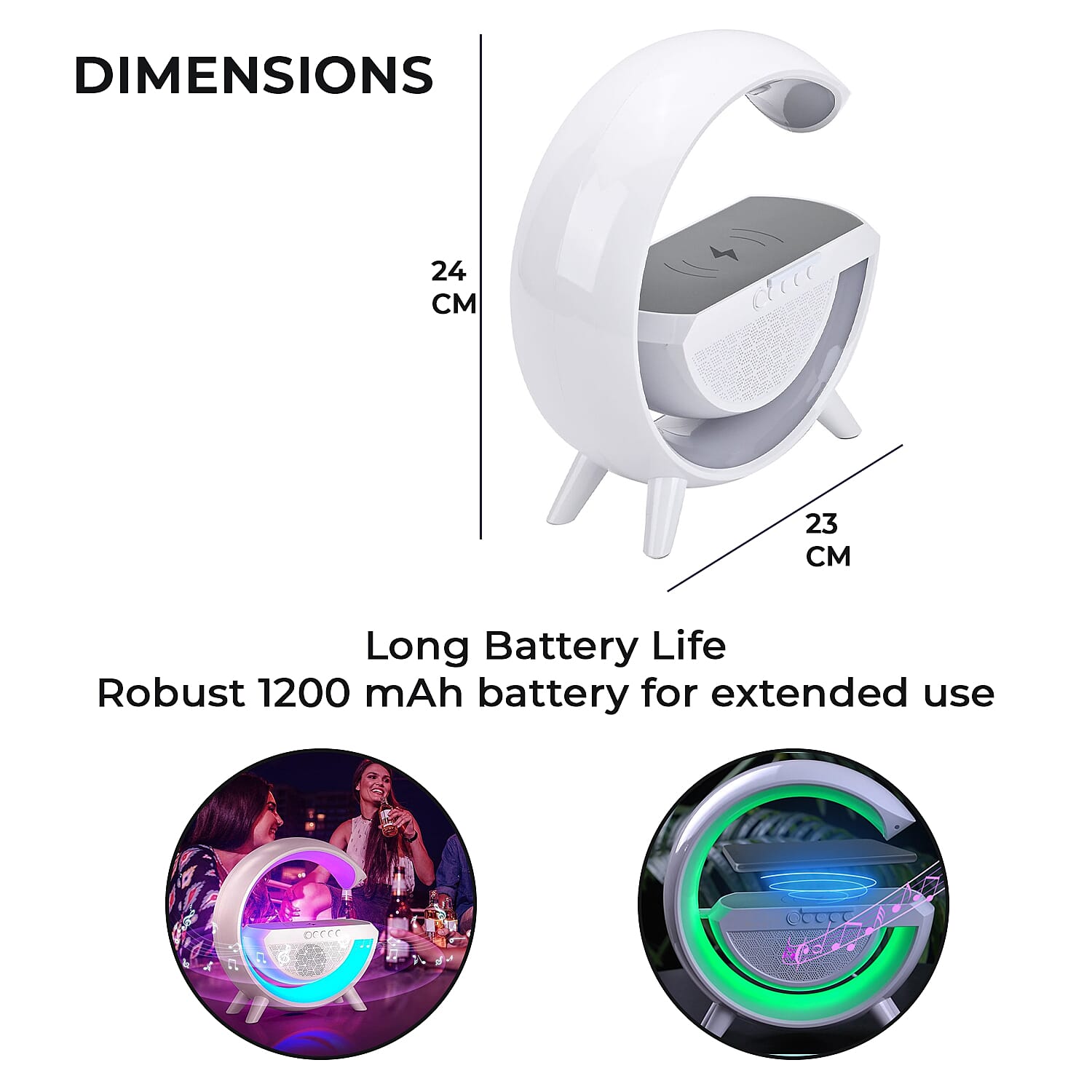 Bluetooth Speaker Table Lamp with 15W Wireless Fast Charging, Multi Light Modes &amp; 1200 mAh Rechargeable Battery. Output Power 5w 7568293 8