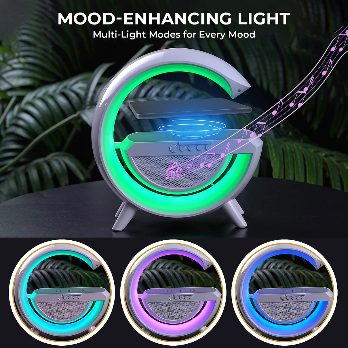 Bluetooth Speaker Table Lamp with 15W Wireless Fast Charging, Multi Light Modes &amp; 1200 mAh Rechargeable Battery. Output Power 5w 7568293 13