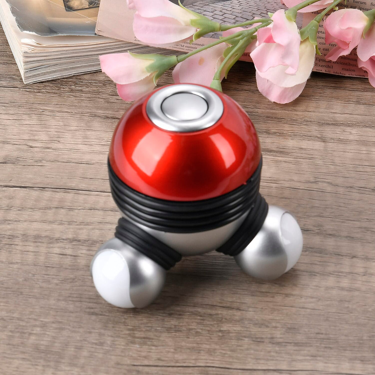 Vibrating Body Massager with Soft Lighting (3xAAA Battery,Not Inc.) - Red - Silver 7683676 1