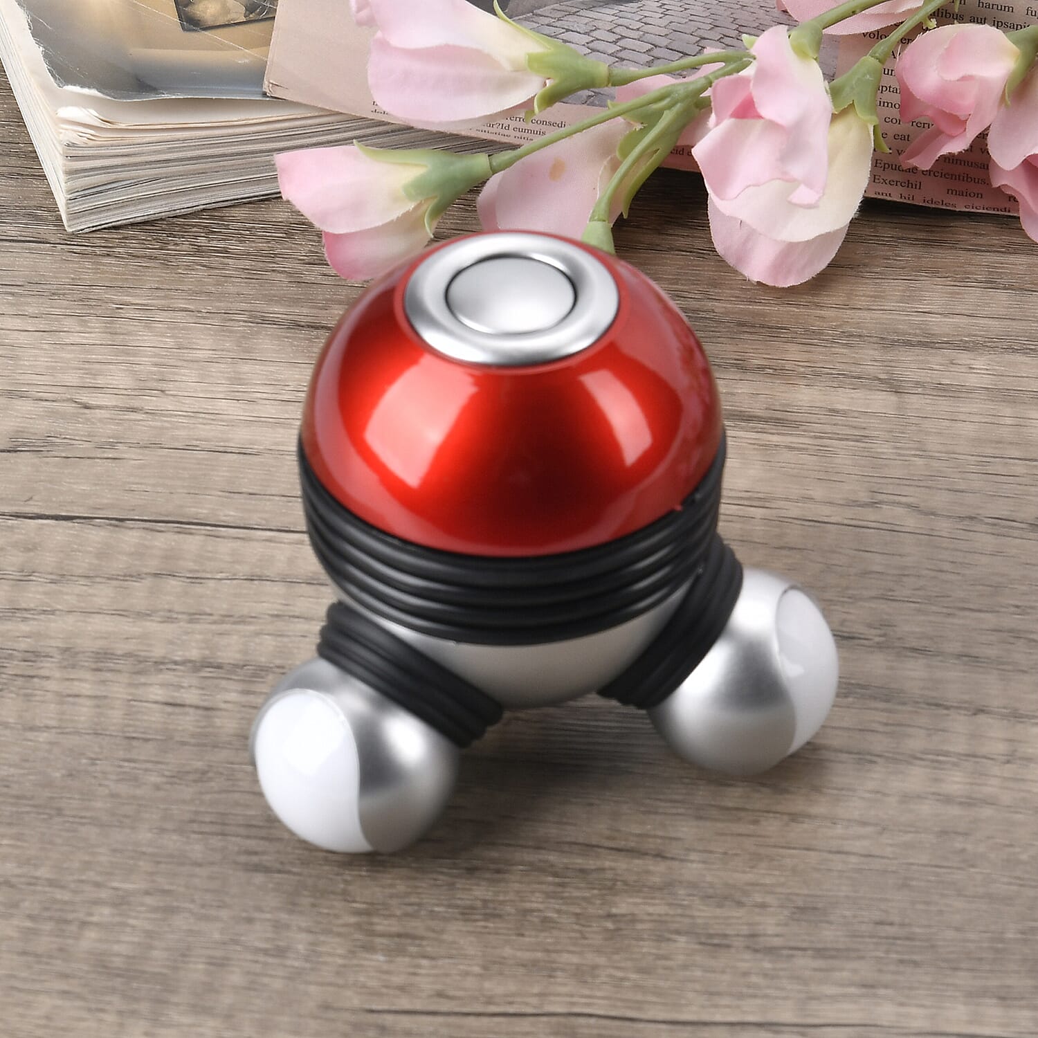 Vibrating Body Massager with Soft Lighting (3xAAA Battery,Not Inc.) - Red - Silver 7683676 1