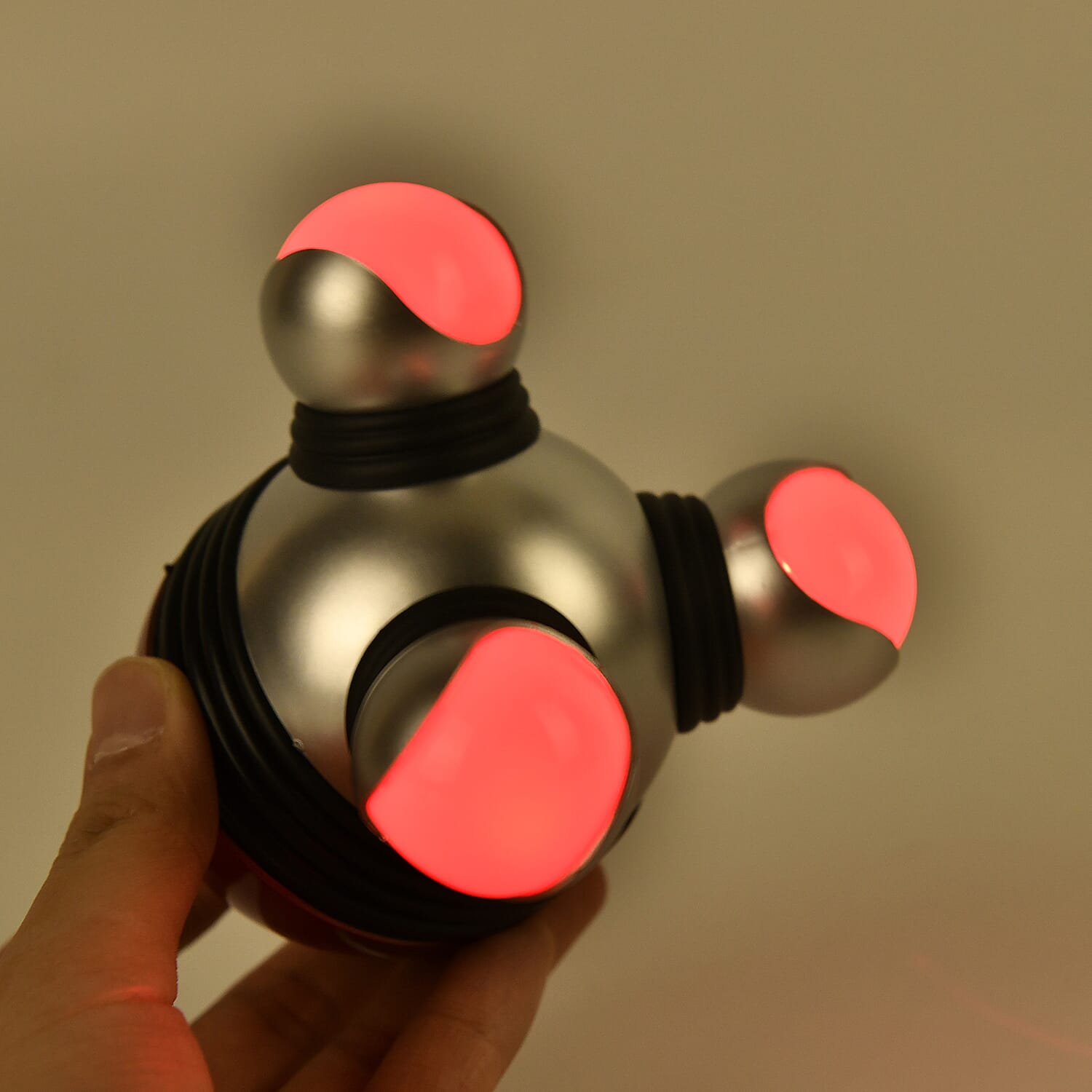 Vibrating Body Massager with Soft Lighting (3xAAA Battery,Not Inc.) - Red - Silver 7683676 6