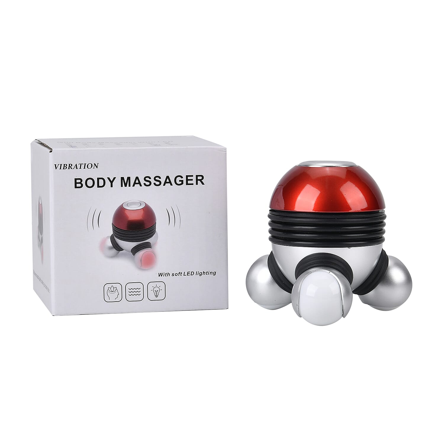 Vibrating Body Massager with Soft Lighting (3xAAA Battery,Not Inc.) - Red - Silver 7683676 7