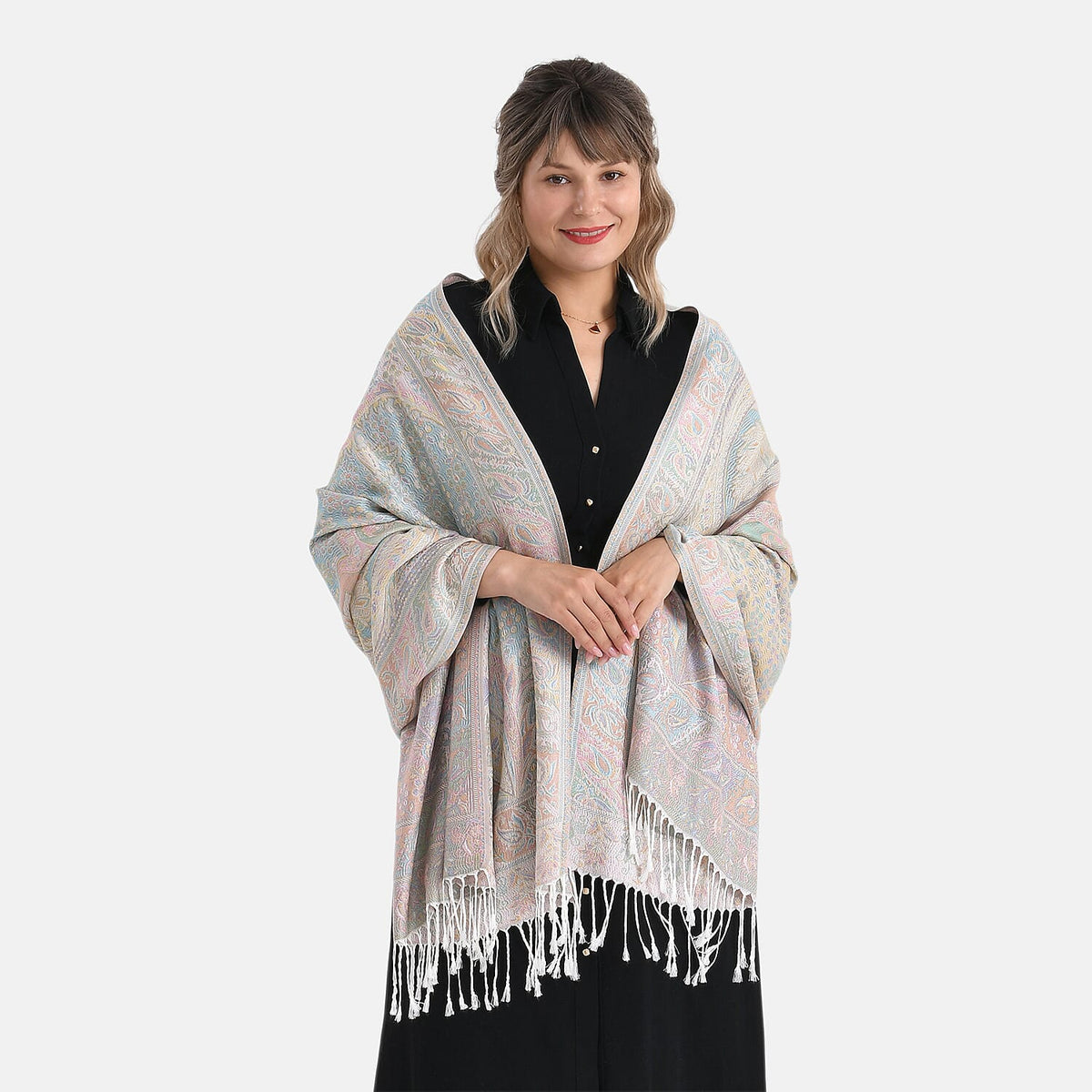 Paisley Jacquard  Scarf with Tassels (180x70cm) - Off-White Powder 8165616 0