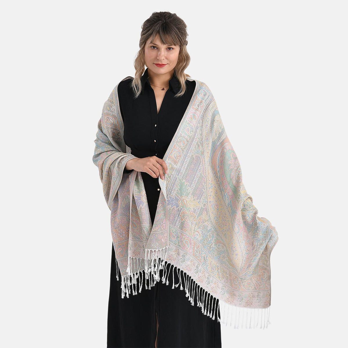 Paisley Jacquard  Scarf with Tassels (180x70cm) - Off-White Powder 8165616 3